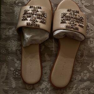 Tory Burch Beige Embellished Sandals